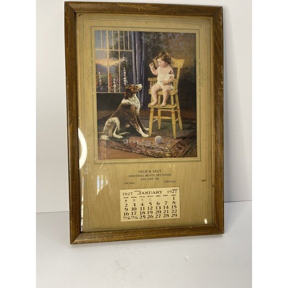 VTG Large 1927Helm & Lilly Calendar 12x18” Ferndale,Mi